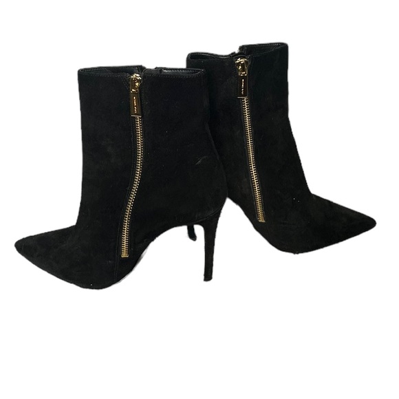Michael Kors Keke Suede Leather Ankle Boots with Gold Zippers - Picture 1 of 6